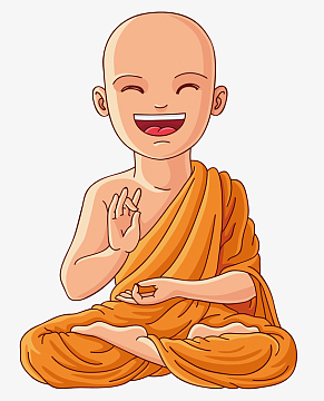 矢量卡通坐禅和尚