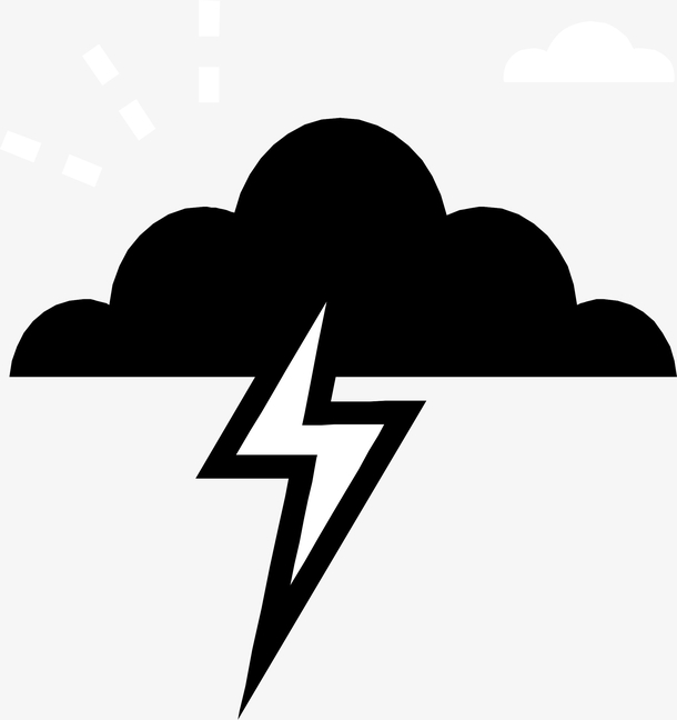 黑白闪电天气图标平面矢量图