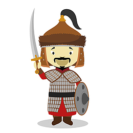 卡通古代的战士人物