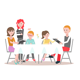 卡通家人聚餐矢量图