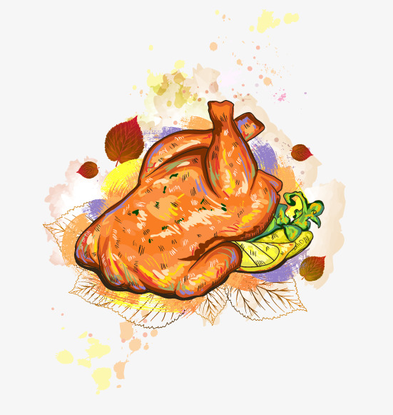 烤鸡简笔画彩色儿童画图片