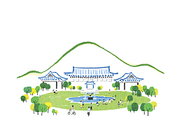卡通手绘山林风景
