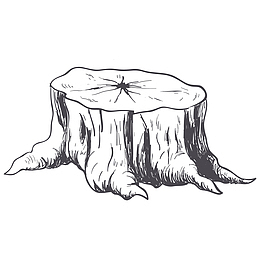 一根木桩素描图案