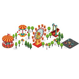 游乐园的立体卡通