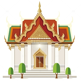 泰国矢量建筑手绘