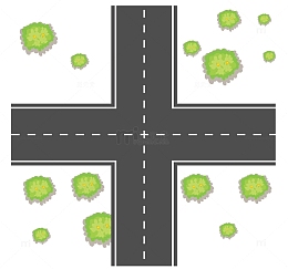 十字路口卡通插画