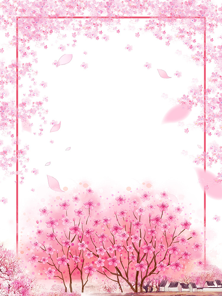 春季樱花季花朵装饰边框