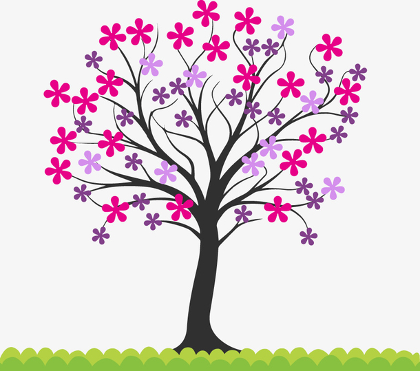 矢量开花的树插图
