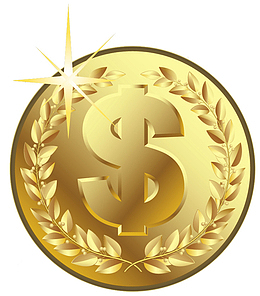 卡通金币和光点装饰