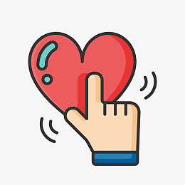 彩色手绘圆弧红心点击元素