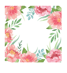 手绘风浪漫粉色山茶