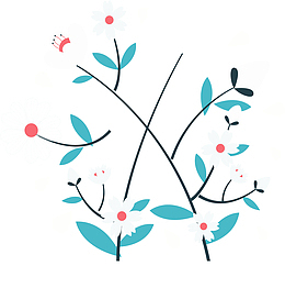 卡通白色樱花花纹