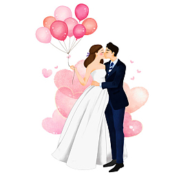 浪漫婚姻卡通插画