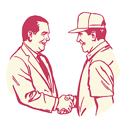 欧美装饰插画领导者两人握手