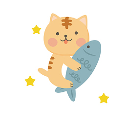 黄色猫咪动物手绘