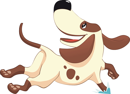 卡通手绘动物小花狗插画