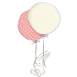 红色气球兔子手绘