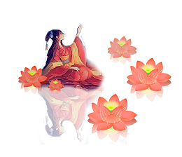 中元节河灯祈福唯美插画