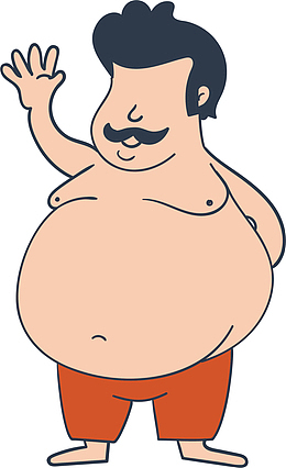 微笑卡通不健康胖男人