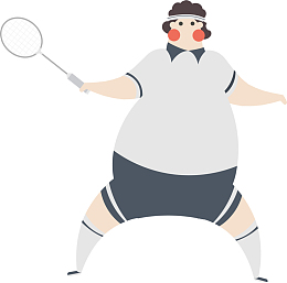 打羽毛球的呆萌胖子