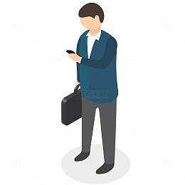 男人看手机矢量插画