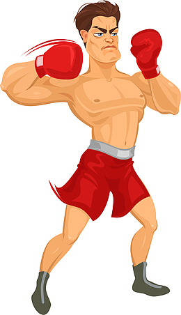 打拳击的男人插画