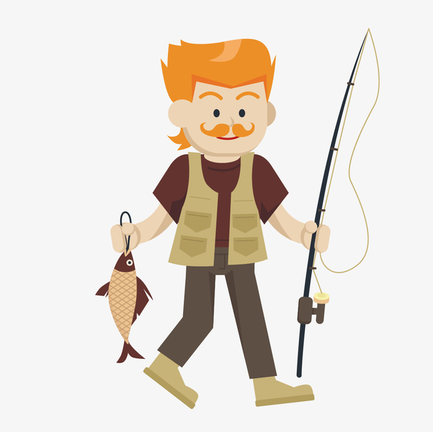 矢量钓鱼男人