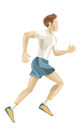 手绘人物插图跑马拉松的男人插画