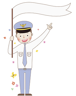 挥舞旗子的警察免抠图