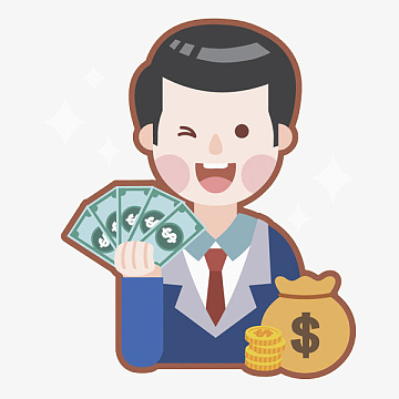 拿着钞票高兴地男人