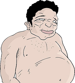 手绘人物插图大肚腩