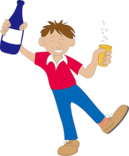 拿着酒瓶喝醉的男人