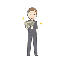 拿着金钱的男人手绘图
