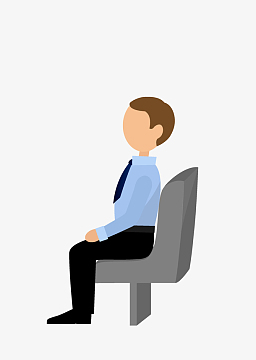 端正坐着的卡通男人