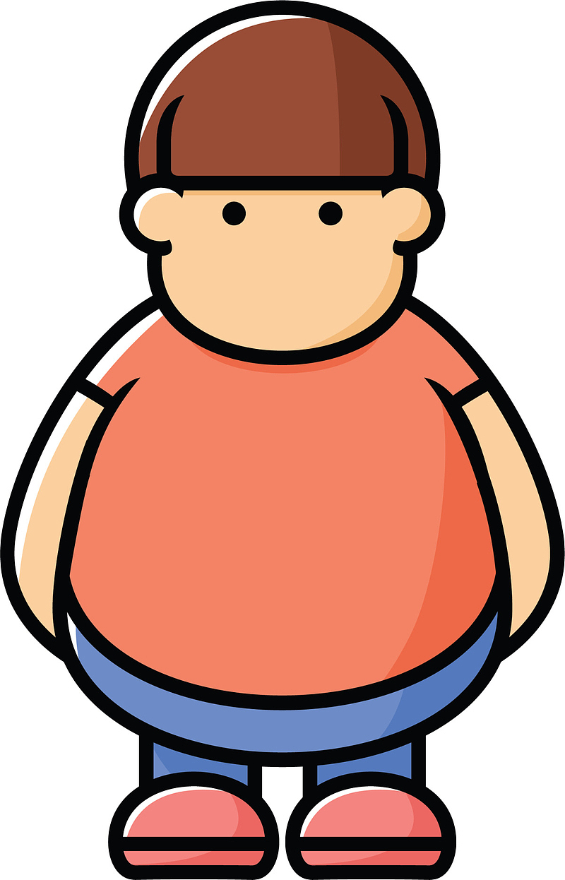 橙色卡通微胖男人