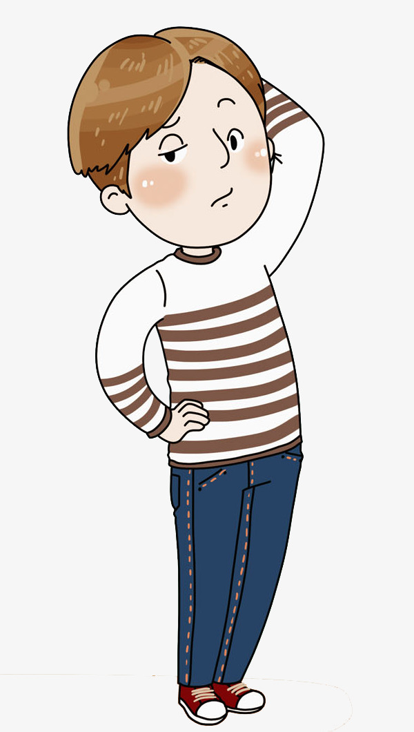 卡通摸头思考的男人素材免费下载_觅元素