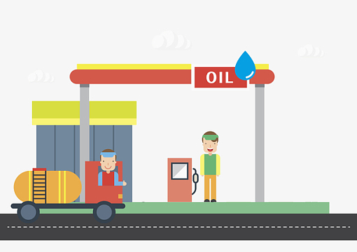 卡通创意加油站免抠图