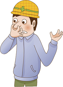 捏着鼻子的工人