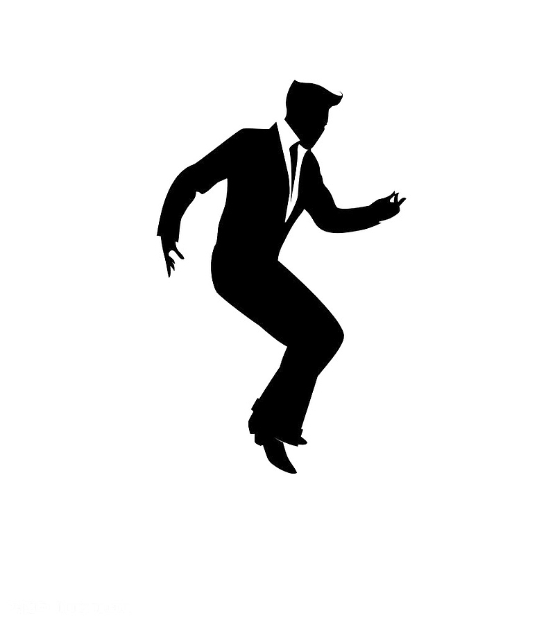 穿西装跳踢踏舞的男人黑白插图