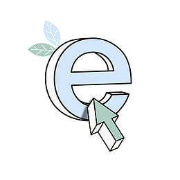 蓝色立体互联网科技字母e免抠