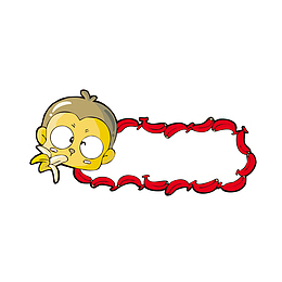 矢量手绘卡通创意吃香蕉猴子对话