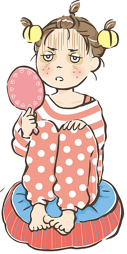 手绘插画风格女士做鬼脸人物素材