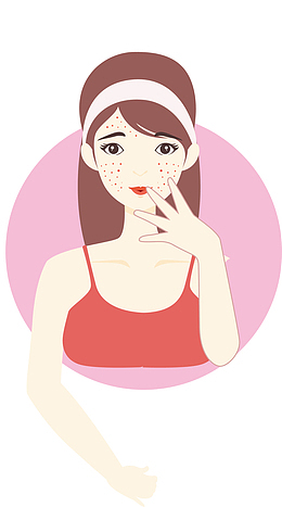 长痘痘的烦恼女孩