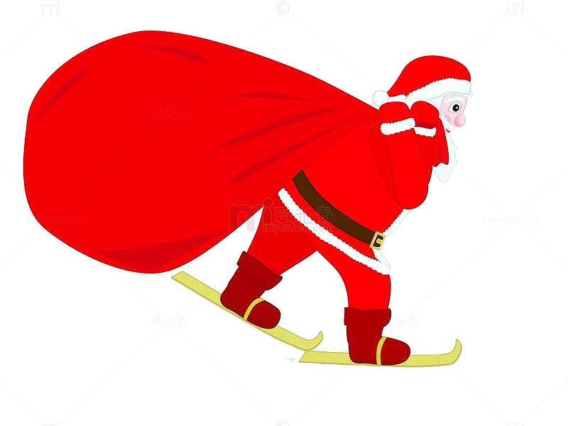 背包滑行的圣诞老人