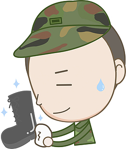 卡通擦鞋的军人PNG图
