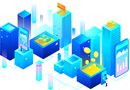 2.5D蓝色大数据矢量插画