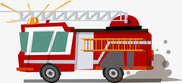 卡通红色消防车