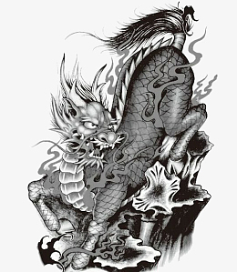 黑白麒麟插画图案pngpng麒麟花纹图案pngpng装饰画黑色的神兽麒麟png
