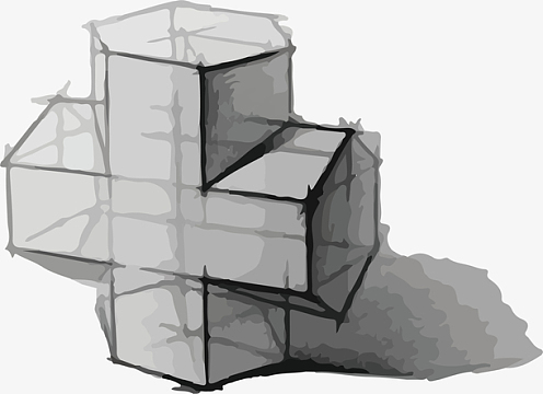 十字六面柱石膏素描