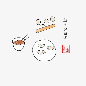 过年包饺子简笔画